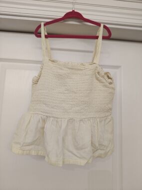 GAP Teen Pale Yellow Smocked Peplum Tank for Kids
